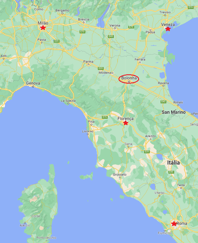 mapa italia bolonha